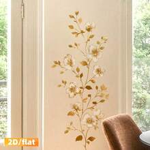 1pc Gold Vine Floral Wall Sticker, Removable Vinyl Self-Adhesive Floral Decal, Suitable For Decorating Living Rooms, Bedrooms, Kitchens, Doors, Walls, And Home Feature Walls. - Multicolor - View 4
