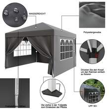 DEVOKO 3 X 3 M Pavilion With Edge Covering, Foldable Pavilion, Suitable For Beach Picnics, Gardens And Outdoor Areas – Waterproof, Windproof Sun Protection - Grey - View 3