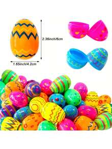 50个塑料复活节彩蛋，散装彩色塑料复活节彩蛋，空心复活节彩蛋，可填充塑料彩蛋，复活节篮子填充物，复活节装饰品，复活节派对用品 - 查看 7
