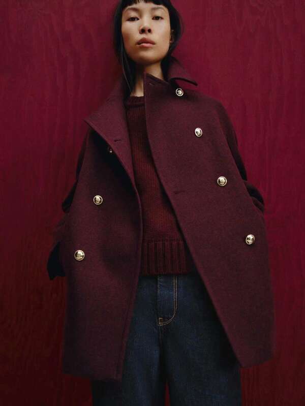 Women's Casual Minimalist Double-Breasted Long Sleeve Coat Jacket, Autumn/Winter