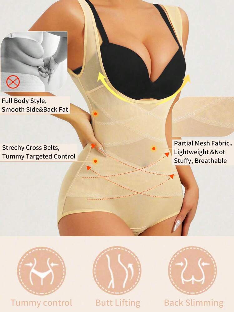 Women's Solid Color Casual Sheer Mesh Bodysuit - Light Yellow - View 1