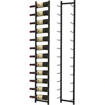 Wall Mounted 12 Bottle Wine Rack Black Metal Wine Bottle Holder For Wall SpaceSaving RustProof Modern Style Easy Assembly