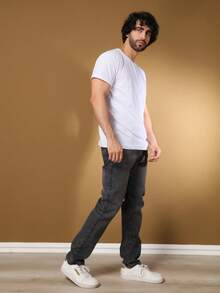 Estone Men's Skinny Jeans With Elastane - 黑灰 - 查看 3