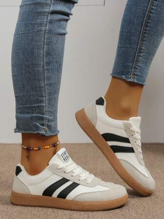 Women's Versatile, New Comfortable Soft-Sole Sneakers, Suitable For Outdoor, Office, Home, Sports, Lace-Up Fashion Casual Shoes