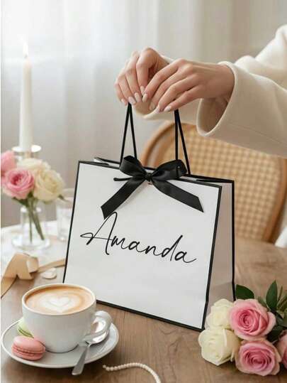 1pc Customizable Gift Bag, Which Can Be Personalized With Your Name, Can Replace The Gift Box And Be Used As A Bridesmaid Gift Bag, Bridal Party Gift, Custom Birthday Gift Wrapping, Wedding Gift Bag, Bridesmaid Gift Bag, Engagement Gift Bag, Christmas Gift, Or Custom Christmas Gift Wrapping Bag To Create A Warm Atmosphere.