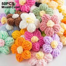 10/20/50个混色手工钩编花朵贴花，蓬松小巧的花朵装饰，适用于DIY手工、镜子改造、发带、帽子、服装配饰、节日装饰、钩编用品 - 彩色 - 查看 15