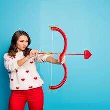 1 Set Valentine's Day Red & Pink Bow & Arrow, Cupid's Bow, Suitable For Valentine's Day Costume, Halloween Masquerade Party, Cosplay Prop - Multicolor - View 8