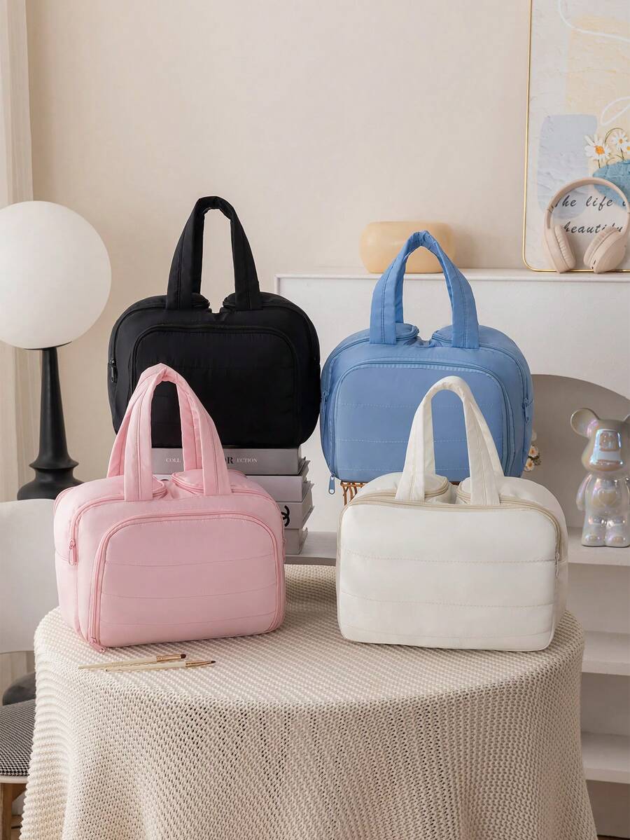 1pc Large Capacity 4-Compartment Makeup Bag, Portable Toiletry Organizer With Wet & Dry Separation, Thoughtful Gift Bag - Multicolor - View 1