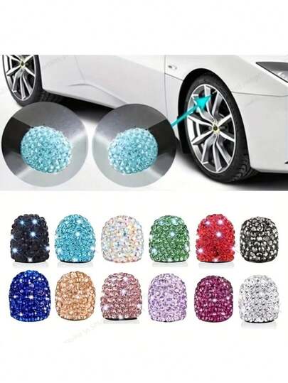4pcs/2pcs Shiny Crystal Diamond Tire Valve Stem Caps, Anti-Dust Car Wheel Rim Tire Valve Stem Caps, Universal Tire Valve Stem Covers, Fit For Cars, SUVs, Trucks, Bicycles, Motorcycles