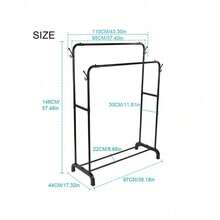 Clothing Rack, Shoe Rack, Drying Rack, Double Track Rack, Clothing Hanger, Coat Hanger, Hat Bag Hanger, Shoe Cabinet Display - 黑色 - 查看 9