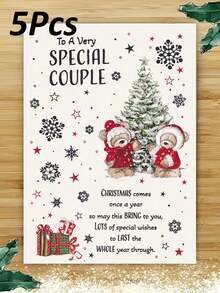 5/3/1pc Special Couple Christmas Card Without Envelope - Red Scarves & Snowy Tree, Heartfelt Message For Couples, Holiday Greetings For Christmas, New Year, Valentine's Day - Cute Gift For Partners & Loved Ones, Festive Celebration, Elegant Finish, Premium Cardstock, Romantic Partners