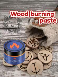 Wood Burning Paste, DIY Pyrography Paste For Wood, Leather, Canvas, Paper. It Allows You To Form Your DIY Design On The Wood Surface In Just A Few Seconds, Giving You An Exciting Creative Experience. Sand The Wood Surface Smooth, Take Out The Template, Place It On The Wood Surface, Take An Appropriate Amount Of This Product, Apply It On The Wood Surface According To The Template Shape, Use A Scraper To Smooth It, Wait 2-3 Minutes For Absorption, And Then Use A Hot Air Gun To Heat The Pattern To Make It Look Like A Scorched Trace. - Multicolor - View 8
