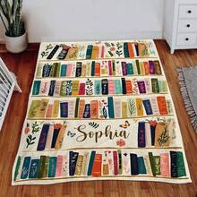 Vintage Bookshelf Library Throw Blanket, Cottagecore Book Wildlowers Blanket Book Lover Library Floral Bookish Reader - Màu nâu  Mocha - Xem 3