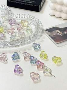 20x16毫米亚克力UV涂层心形翅膀蝴蝶结珠子，手工DIY手机挂饰，发饰 - 彩色 - 查看 2