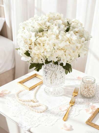 1/80PCS Artificial Hydrangea Flowers Bouquet Fake Plants Room Decor Fake Flowers Garden Decor Centerpieces Birthday Party Decoration Wedding Flower Basket, Bride Holding Flowers, Home Decoration, Dining Room, Bedroom, Windowsill Decoration, Vase Decorations, Valentine's Day Gift, New Year Decoration, Outdoor Garden, Start Of School Season