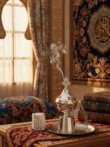 1Pc/Set Simple And Elegant Wrought Iron Incense Burner. Bakhoor Burner,With Lid, Aromatherapy Burner, Decoration, Incense Holder, Home Decor