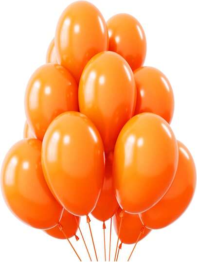 12-Inch 20pcs Orange Latex Balloon Set With Orange Ribbons, For Birthday, Wedding, Baby Shower, Princess Party Decorations, Round Latex Balloon Set, Suitable For Birthday, Wedding, Anniversary, Baby Shower, Gender Reveal - No Power Needed, Fit For All Seasons And Father's/Mother's Day Parties