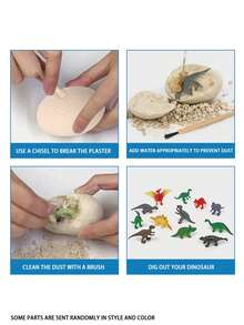 挖掘恐龙化石蛋，打开12个独特的蛋，发现12只可爱的恐龙！适合3-12岁男孩的复活节挖掘玩具，考古科学STEM礼物 - 彩色 - 查看 3