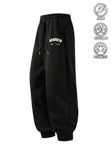 男士纯色简约针织裤，时尚百搭，适合运动和休闲场合，款式多样，穿着舒适。女士们可以把它作为礼物送给男友或丈夫，这将是一份很棒的礼物。 - 黑色 - 查看 4