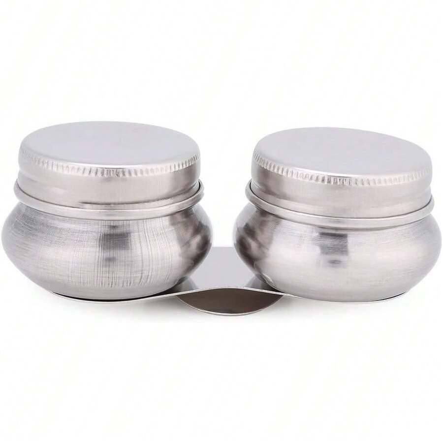 EstiloTendenciaHilitand 1 Pieza Acero Inoxidable Grande Doble CucharóN Taza De Paleta De Aceite Contenedor Pintura Megilp Trementina Recipiente De Disolvente Con TapóN De RoscaCalidad PremiumVersióN Mejorada - 1 - Ver 1