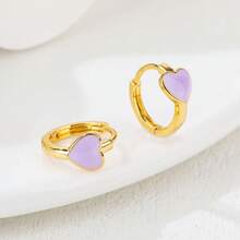 Vintage Colorful Enamel Drip Oil Heart-Shaped Earrings, Romantic Charm Earrings For Women