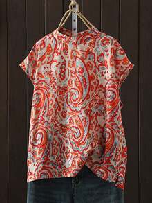 休闲宽松奢华时尚衬衫，女士时尚上衣，夏季 - 紅色 - 查看 9