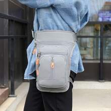 新款男士户外可调节运动腰包休闲多功能多口袋骑行包 - 灰色 - 查看 8