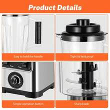 6600 W leistungsstarker 3-in-1-Entsafter für den Haushalt, 3 l Fassungsvermögen, Smoothie-Mixer geeignet zum Entsaften/Eiszerkleinern/Mixen - EU F-Typ Stecker (220-240V) - Übersicht 6