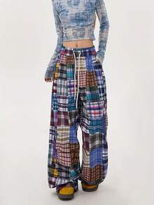 Women's Wide-Leg Trousers - Opaque Patchwork Patterned Trousers, Suitable For All Seasons, Both Casual And Formal Occasions - Elegant And Versatile, Suitable For The Office, Casual Wear, Parties, And Lounging At Home - Simple And Stylish. - Mixed Colors - 查看 4