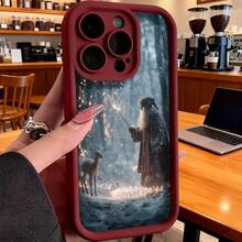 Cubierta de teléfono con borde negro diseño de mago y ciervo en bosque mágico para uso diario y trabajo - Blanco - Ver 4