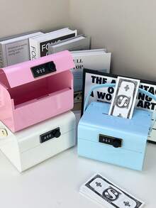 Pink Number Lockable Safe, Lockable Cash Box, Money Saving Lockbox, 7x5.5x4.7 Inch Medium-Sized Password Storage Box, Metal Cash Register, Free Christmas 3D Stickers, Christmas Style Number Box - A Secure Budget And Savings Solution