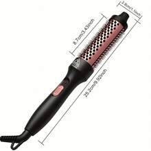 stylefi Christmas Gift For Women – Electric Hair Curler With Volumizing Brush, 55W Professional Anti-Frizz Curling Iron, Quick Heat-Up Styling Comb For Shiny, Voluminous Waves, Black & Pink Design - US A Type Plug(110-127V) - View 3