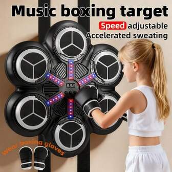 2025 Ny modell av smart musikboxningsmaskin för barn (3–14 år) – Väggmonterat inomhusträningsspel för hemmabruk med LED-skärm och premiumboxningshandskar.