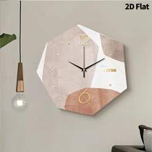 1 pieza Reloj de pared moderno minimalista y de moda, diseño plano 2D, movimiento de cuarzo súper silencioso, sin tic-tac, adecuado para sala de estar, sala de música, dormitorio, cocina, cafetería, decoración, regalo perfecto y decoración festiva