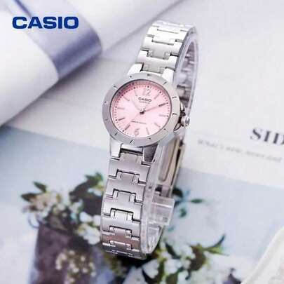  Casio Women's Watch, Silver Stainless Steel Bracelet, Round Pink Dial, Ladies Wristwatch For Women, Elegant Dress Watch, Mother's Day Gift, Water Resistant, Casual & Office Style