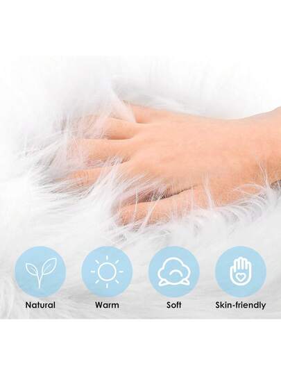 Molain Bench Cushion, Fluffy Carpet, Wit Zachte Faux Fur, Bedroom, Balcony, Couch, Reading Corner, Plush Mini Car Chair, Seat Cover, Hallway, Fireplace, Living Room, Vloer ations (50 Cm Oval) view 9