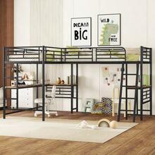 90200cm High Bed with Two Levels Desk Under the Bed Double Staircase High Guardrails Black - Ideal for Small Bedrooms Maximizing Space Perfect for 's Rooms Dormitories and Guest Rooms Offers Se and Efficient Sleeping Solution - Verschiedenfarbig - Übersicht 2