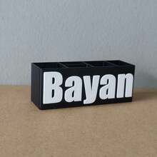 3D Printed Custom Name Pen Holder - Personalized Engraved Office Desk Gift - Multicolor - View 2