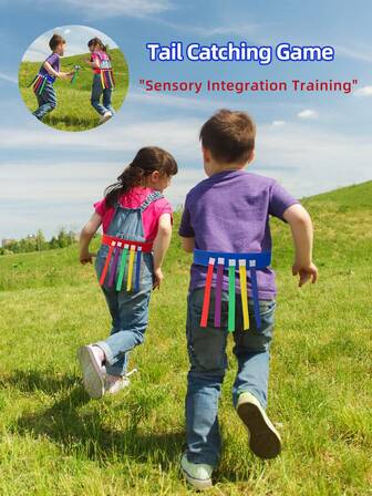 Children's Tail Catching Interactive Game Set (Including Catching Belt + Colorful Fabric Tails), Suitable For Parent-Child Interaction, School Activities, Holiday Parties, Indoor/Outdoor Sensory Training Sports Equipment, 2-12 Years Old Kids Chasing Game Props, Unisex, Multi-Person Team Competition Toys For Christmas, Halloween, Thanksgiving