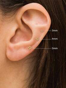 3Pcs 925 Sterling Silver Classic Smooth, Hollowed-Out Small, Medium, And Large Four-Pointed Star Butterfly Cross Petal Earring Set For Women Daily Party Engagement Wear