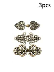 3pcs/4pcs Vintage Women Sweater Clip - Elegant Cardigan & Dress Buttons, Scarf Fastener, Shawl Pins, Fits Dresses & Knitwear Accessories, Silver Metal Brooch