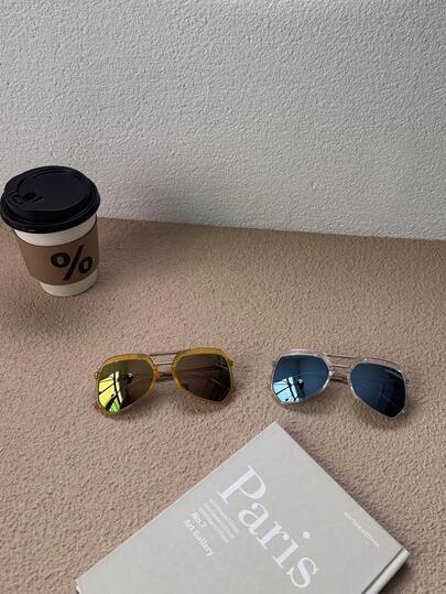 1 Pair Super Lightweight Children's Glasses, Comfortable For Boys And Girls To Wear, Fashionable For Photos, Parties, Travel, Personalized, Reflective Fashion Glasses