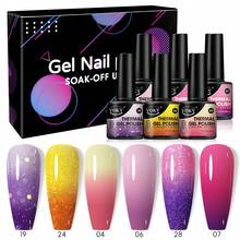 VOKY 6pcs Temperature Changing Nail Gel Polish Set, Formaldehyde & Lead-Free, UV/LED Cured, Nail Art Decoration, Suitable For Women's DIY At Home Or Use In Nail Salons Nails - Multicolor - View 9