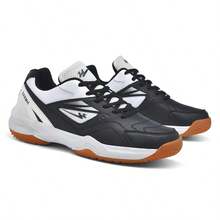 New Professional Badminton Shoes For Men And Women, Preppy Style, Fabric & Mesh Patchwork, Breathable & Durable, Suitable For All Seasons - Black - View 5