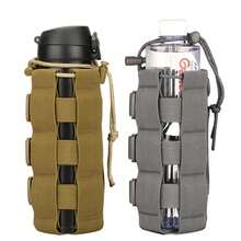 Molle Tactical Pouch Best For Water Bottle, Drawstring Bottle Holder For Outdoor Travel Hiking Kettle - Xám - Xem 1