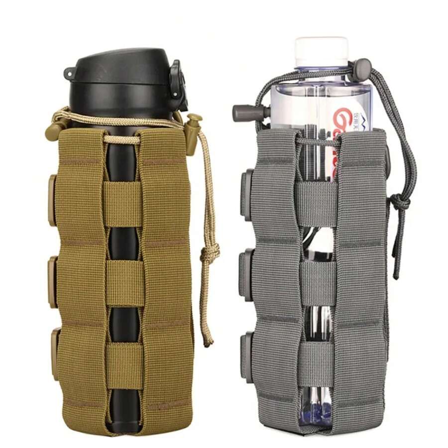 Molle Tactical Pouch Best For Water Bottle, Drawstring Bottle Holder For Outdoor Travel Hiking Kettle - Xám - Xem 1