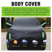 SUV Car Cover, Waterproof Outdoor Car Cover, All-Weather Protection Against Sun, Frost, And Snow, Suitable For SUV And Outdoor Vehicles, Protection Against Snow, Rain, UV, And Dust - Premium Full Car Exterior Cover With Reflective Strips And Wind Straps - Black - View 6