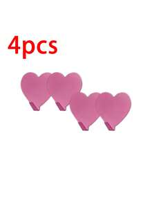 Monalife 4 件装浪漫心形金属粘性墙钩，抛光表面，重型防水挂钩，可用于悬挂钥匙、帽子、毛巾、浴室配件等。