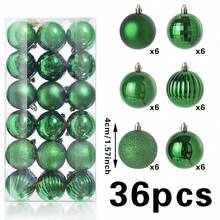 36pcs 3cm-4cm Christmas Ornament Balls - Assorted Shapes, Christmas Tree Decorations Set; Note: This Is A Handicraft Product, There May Be Minor Stains, Dust, Printing Marks And Glue Overflow. Small Scratches Are Normal And Do Not Affect The Appearance And Usability. - Multicolor - View 18