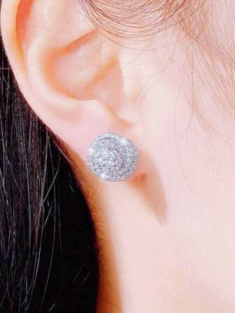 一对独特的铜锆石螺旋花朵耳钉，休闲日常佩戴